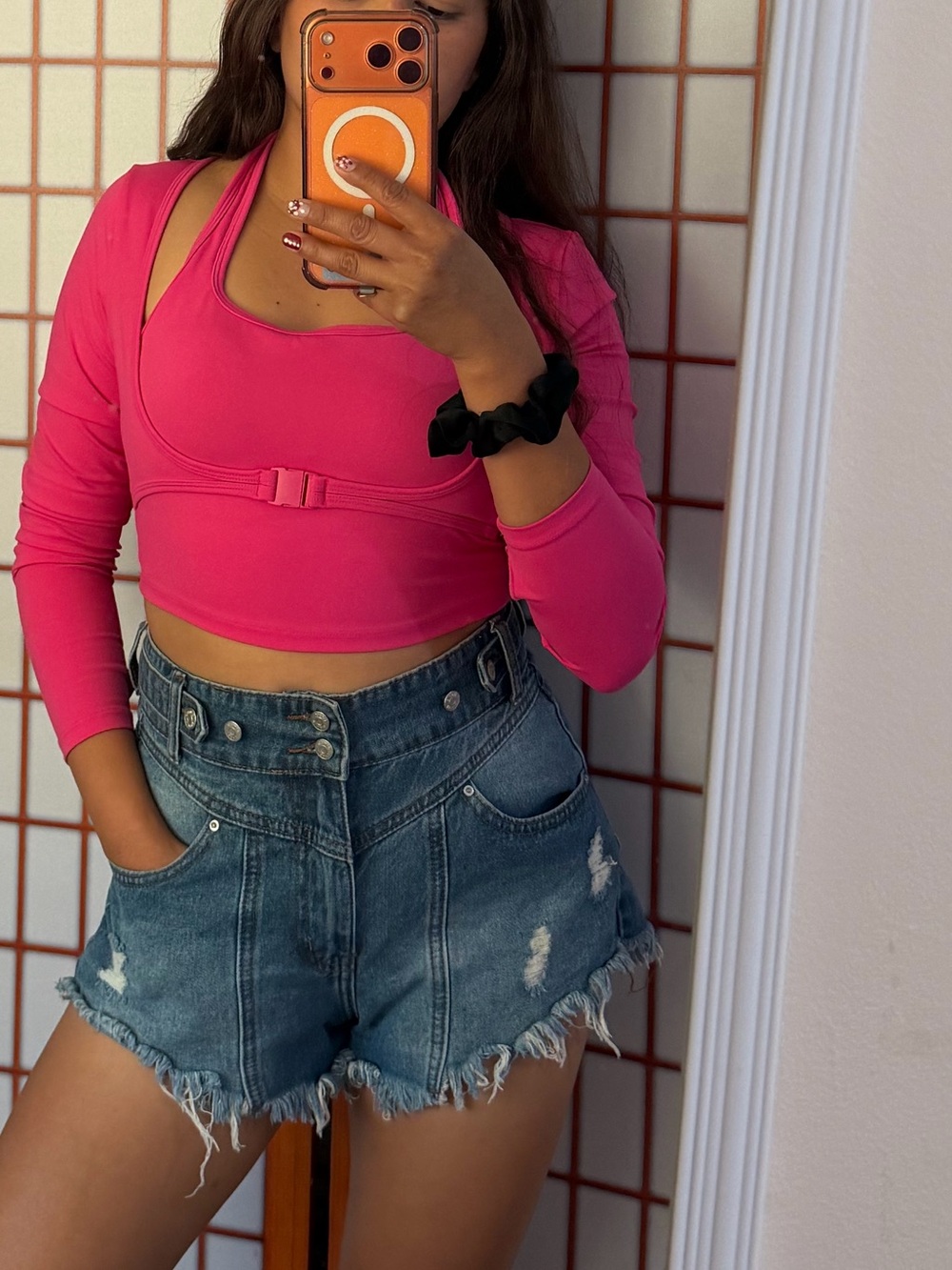 HALARA Pink Layered One-Shoulder Crop Top - Picture 6 of 7